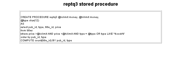 Stored procedure viewer - dbitems.asp