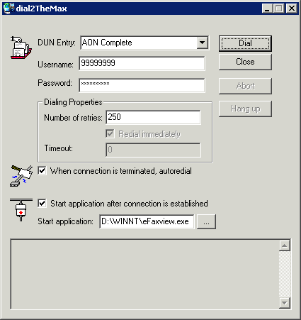 Dial2TheMax Main Screen